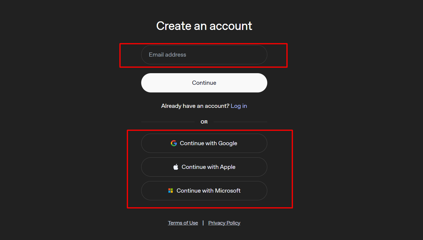 Continue your ChatGpt ads account with email